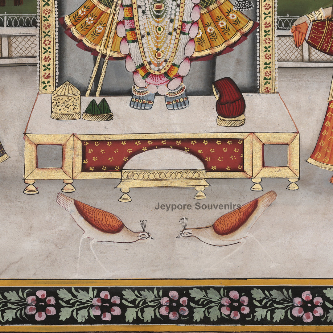 Shrinathji with Devotees &amp; Sacred Cows – Pichwai