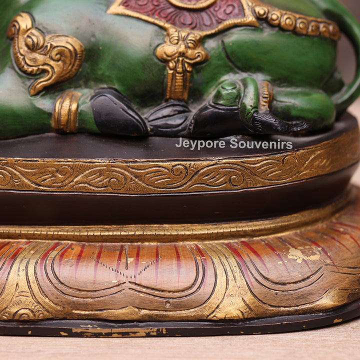 10" Handcrafted Multicolor Brass Nandi Bull Idol for Home Temple