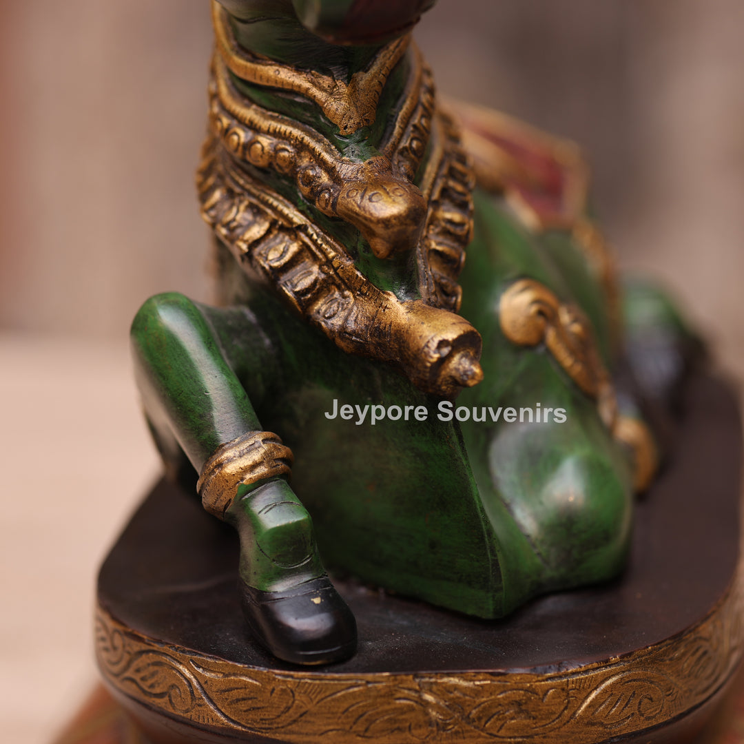 10" Handcrafted Multicolor Brass Nandi Bull Idol for Home Temple