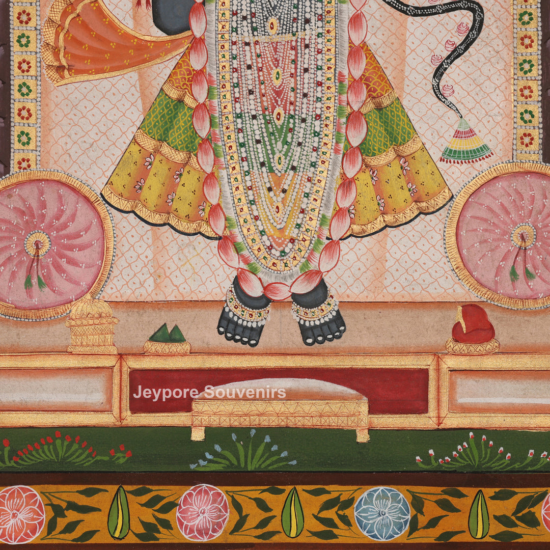 Shrinathji with Devotees &amp; Sacred Cows - Pichwai
