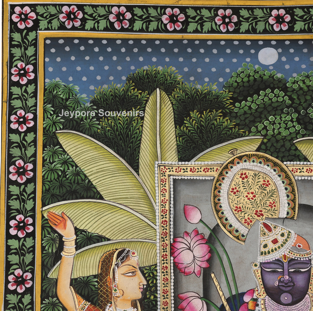 Shrinathji Featuring Devotees &amp; Lotus - Pichwai