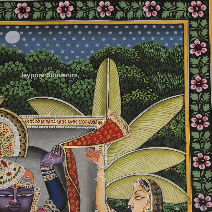 Shrinathji Featuring Devotees &amp; Lotus - Pichwai