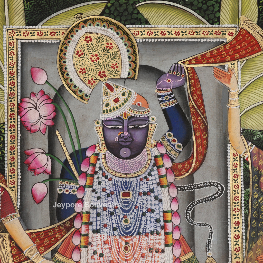 Shrinathji Featuring Devotees &amp; Lotus - Pichwai