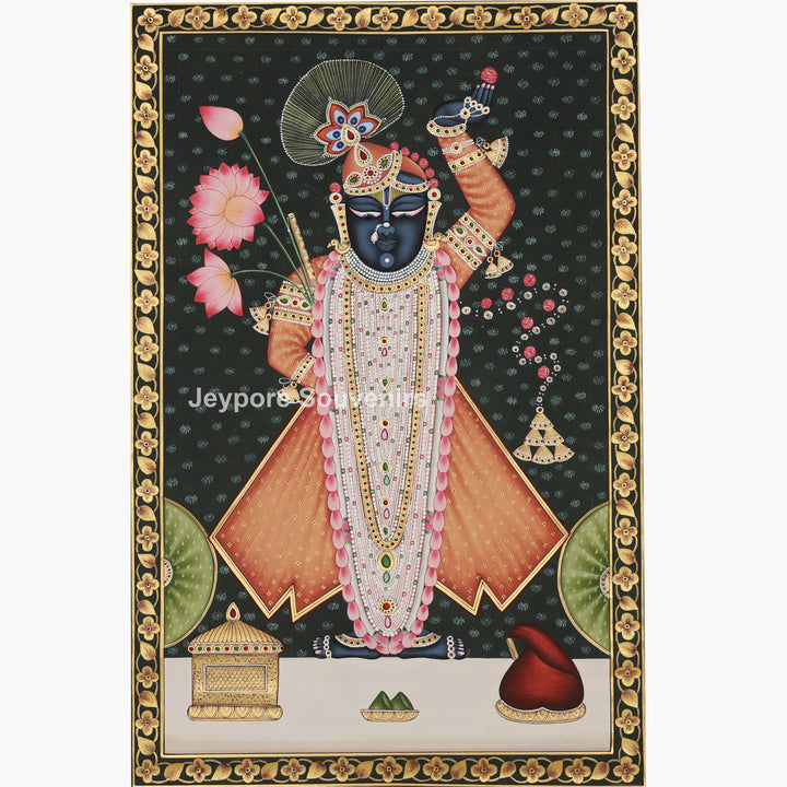 Shrinathji Pichwai Painting on Black Background –