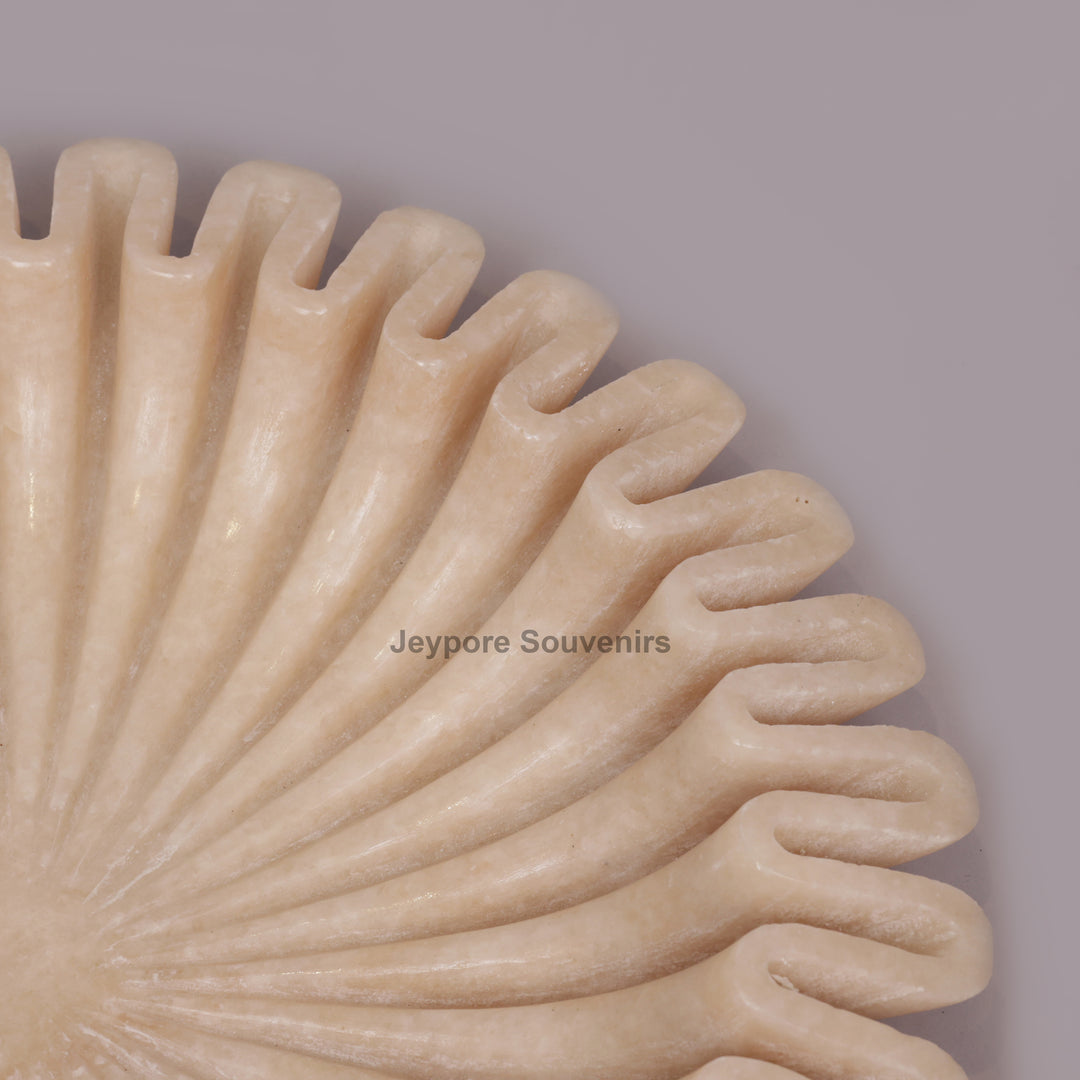 Handcrafted Pink Marble Ruffle Bowl with Scalloped Fluted Edge