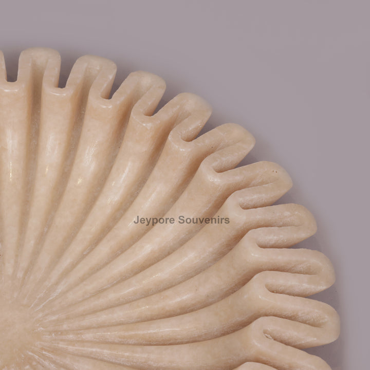 Handcrafted Pink Marble Ruffle Bowl with Scalloped Fluted Edge