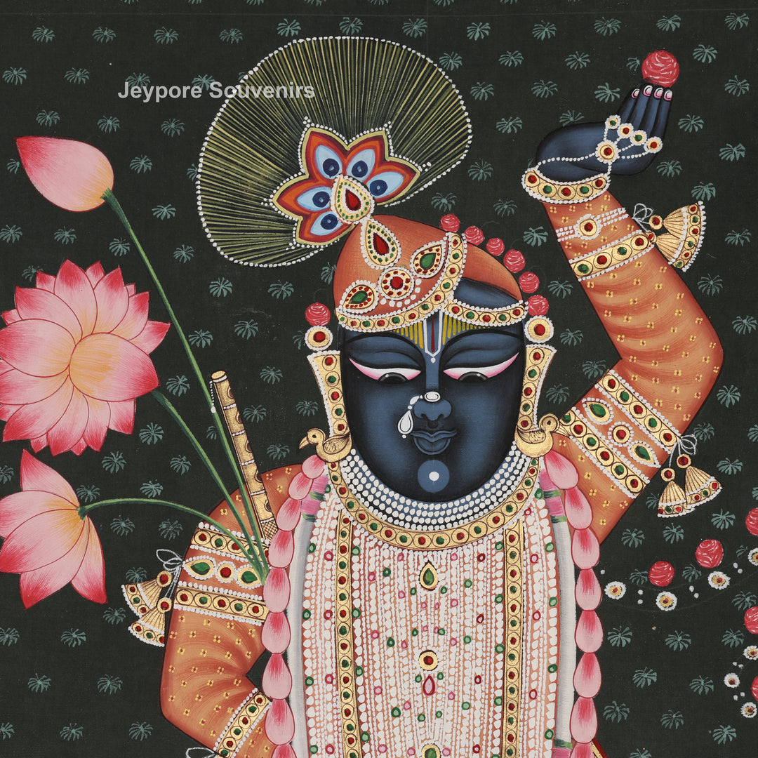 Shrinathji Pichwai Painting on Black Background –