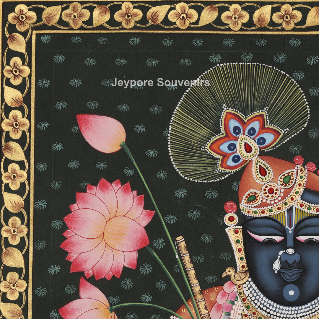 Shrinathji Pichwai Painting on Black Background –
