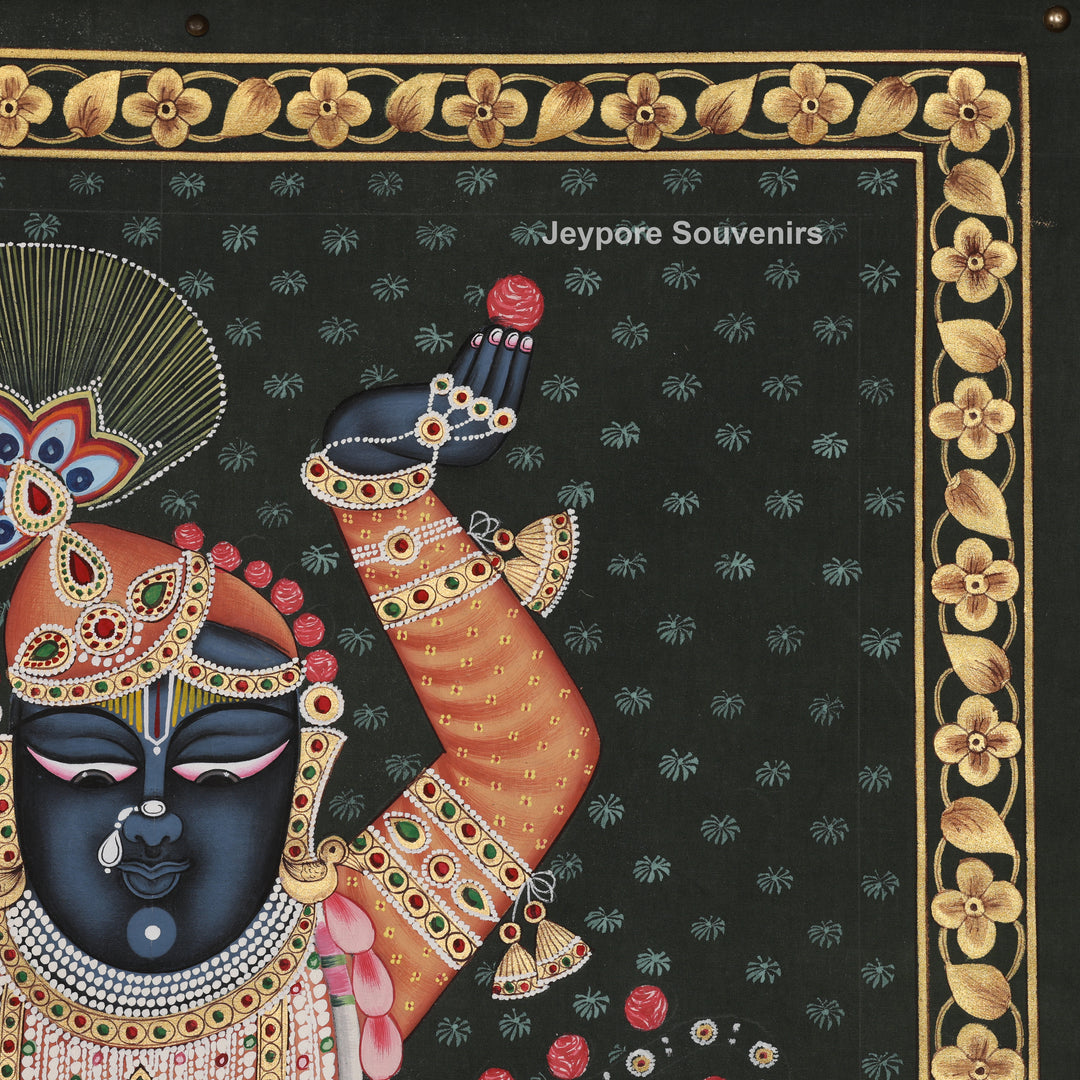Shrinathji Pichwai Painting on Black Background –