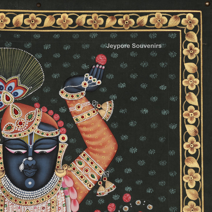 Shrinathji Pichwai Painting on Black Background –