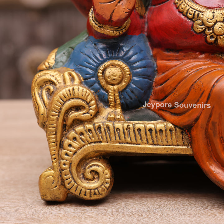 12" Hand-Painted Brass Lord Ganesha Sculpture