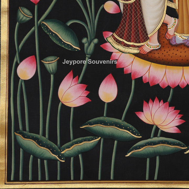 Radha–Krishna Lotus Garden - Pichwai Painting