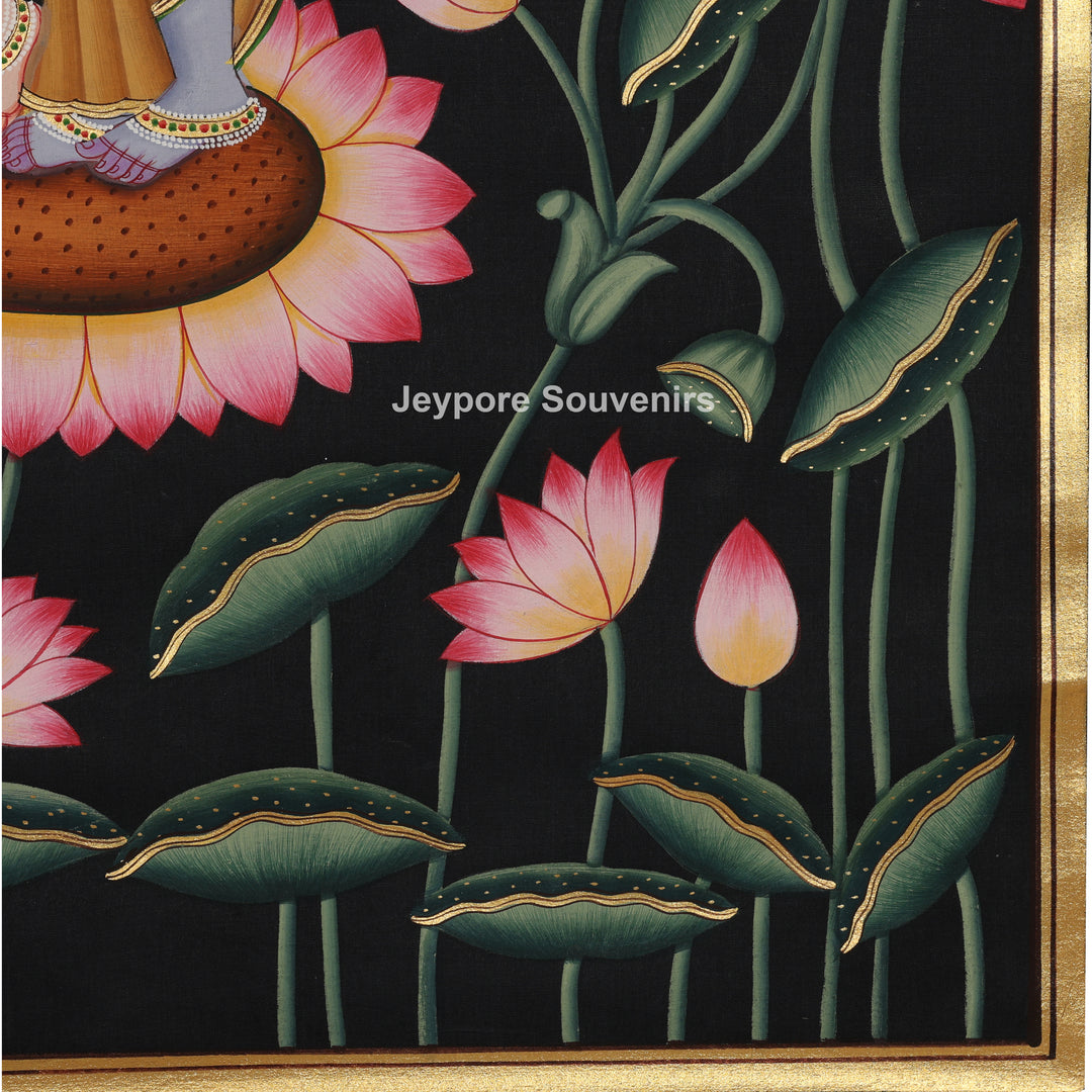 Radha–Krishna Lotus Garden - Pichwai Painting
