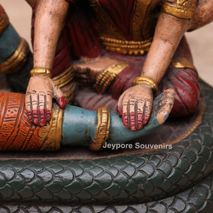 13" Handcrafted Vishnu Lakshmi Sheshnag Brass Statue