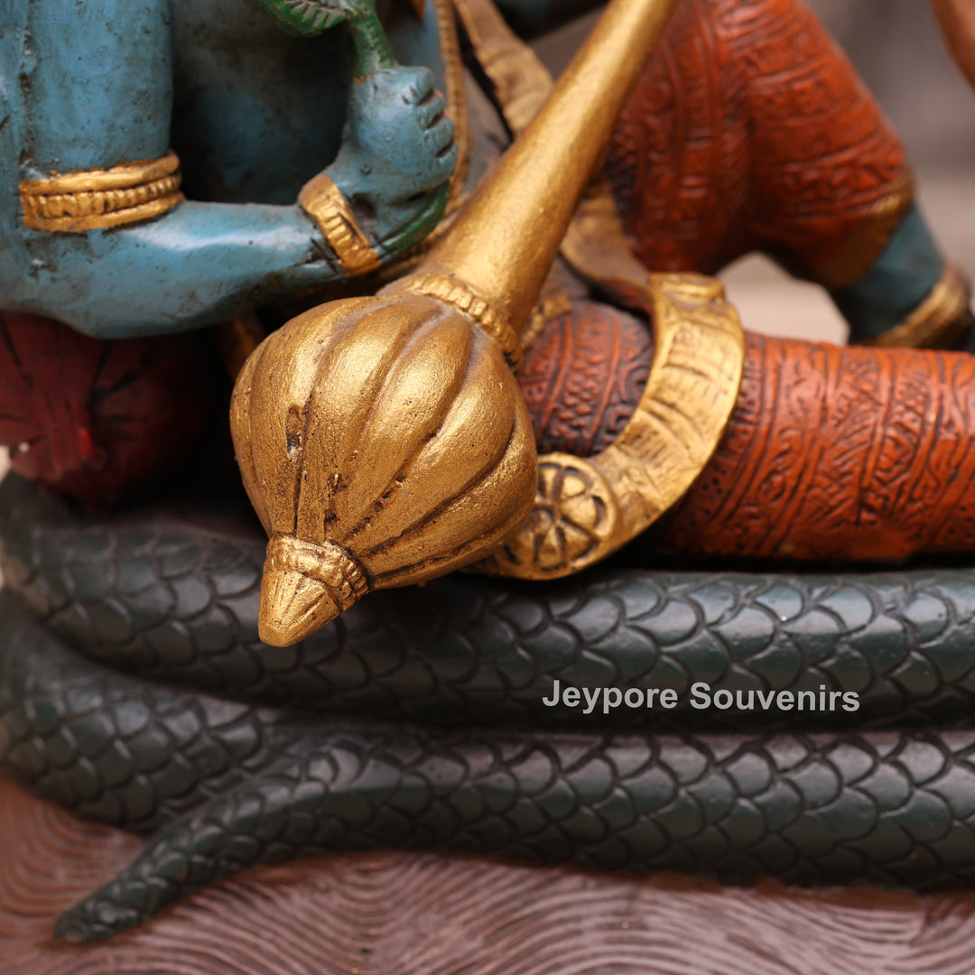 13" Handcrafted Vishnu Lakshmi Sheshnag Brass Statue