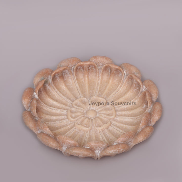 Hand-Carved Pink Stone Marble Lotus Bowl