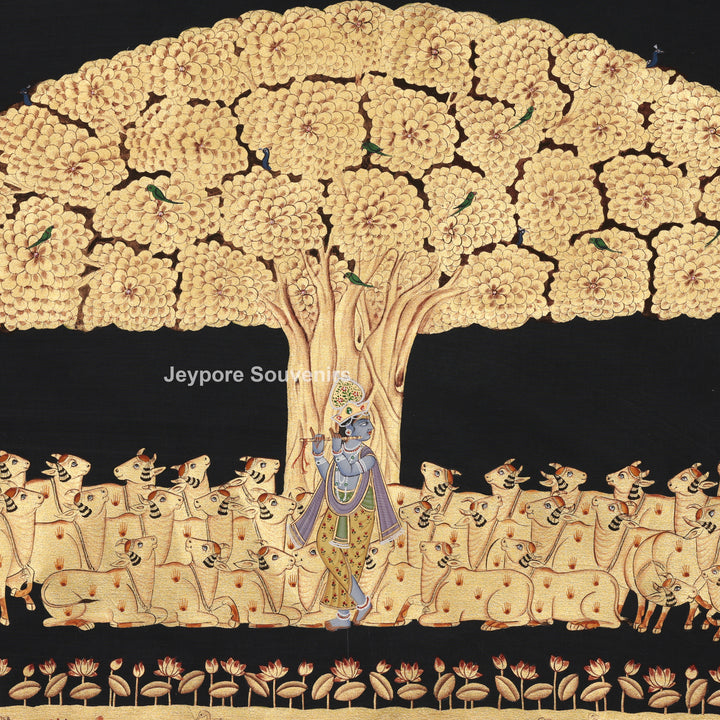 Shrinathji Under the Sacred Kadamba Tree – Pichwai