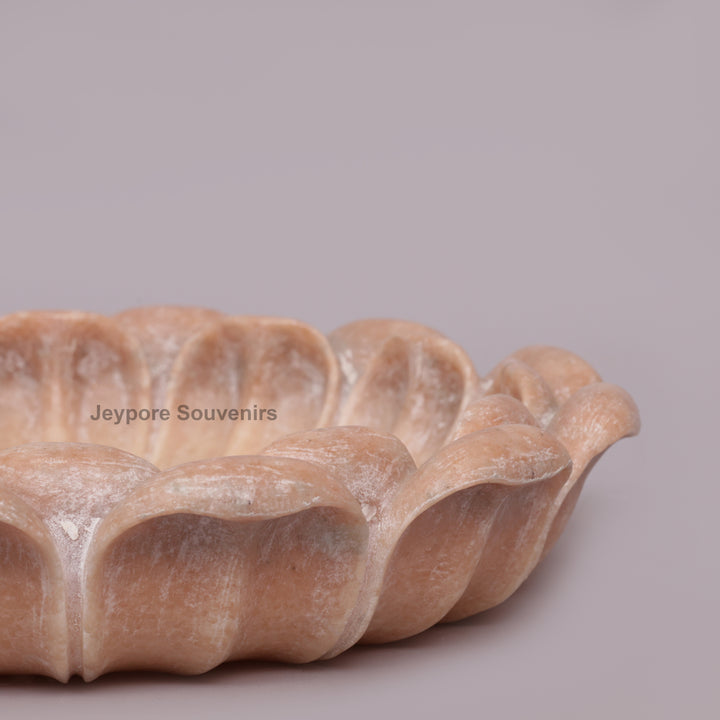 Hand-Carved Pink Stone Marble Lotus Bowl