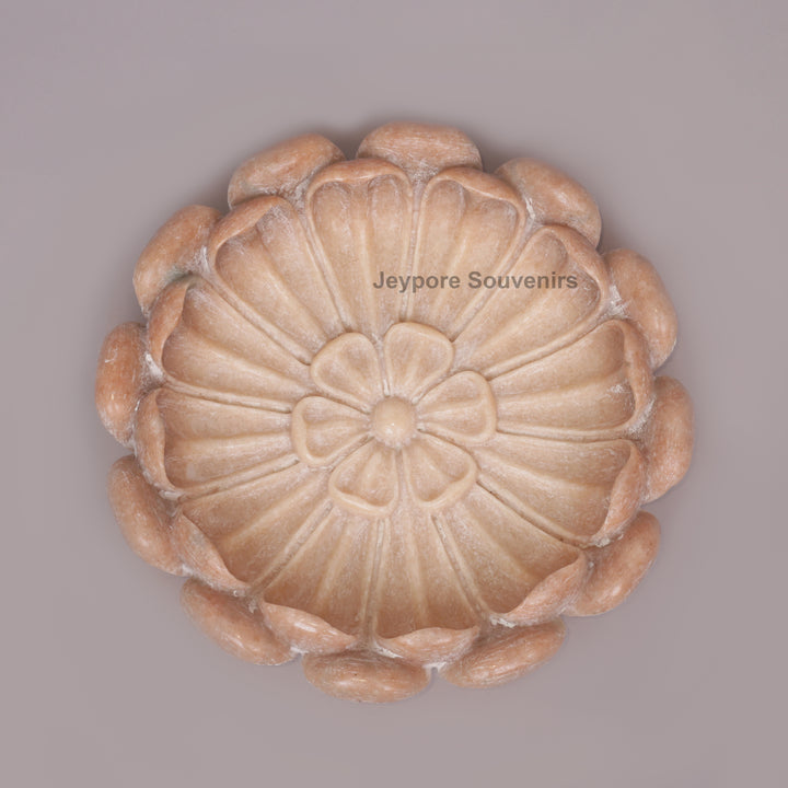 Hand-Carved Pink Stone Marble Lotus Bowl
