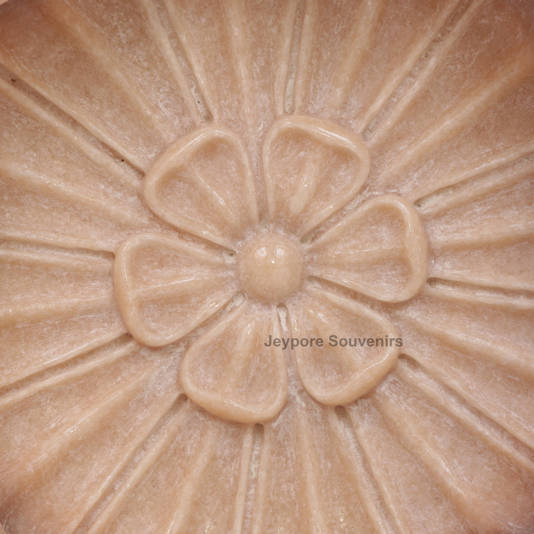Hand-Carved Pink Stone Marble Lotus Bowl