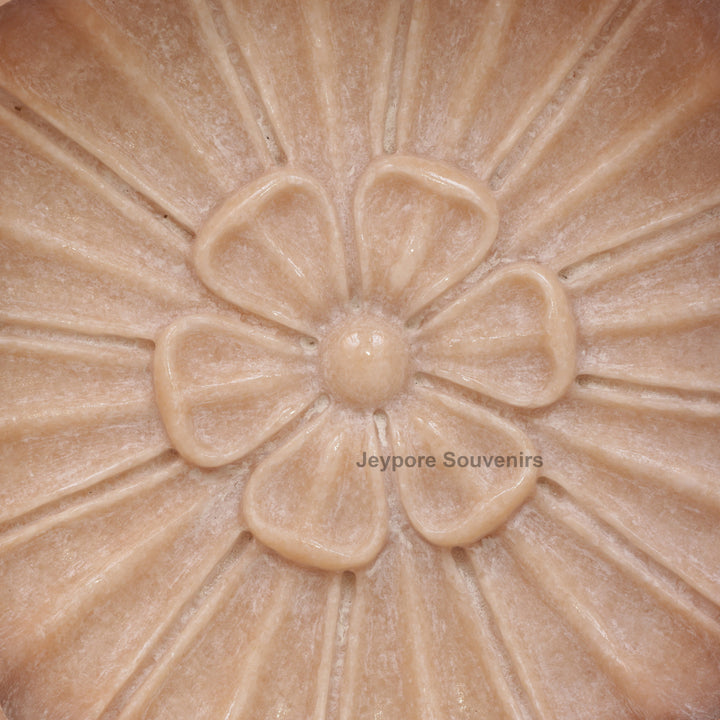 Hand-Carved Pink Stone Marble Lotus Bowl