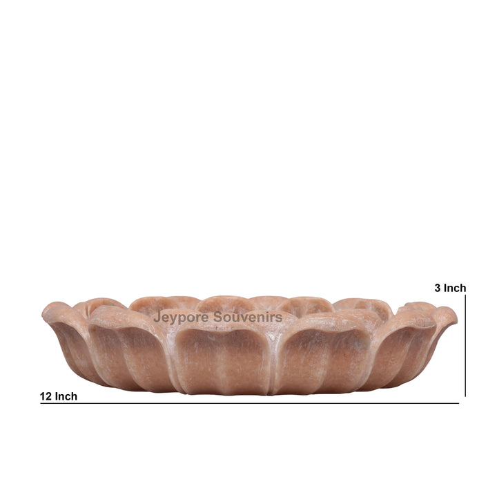 Hand-Carved Pink Stone Marble Lotus Bowl