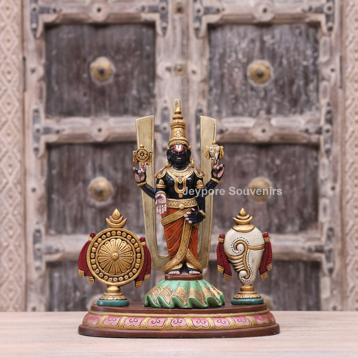 Handcrafted Tirupati Balaji Brass Statue with Shankh &amp; Chakra