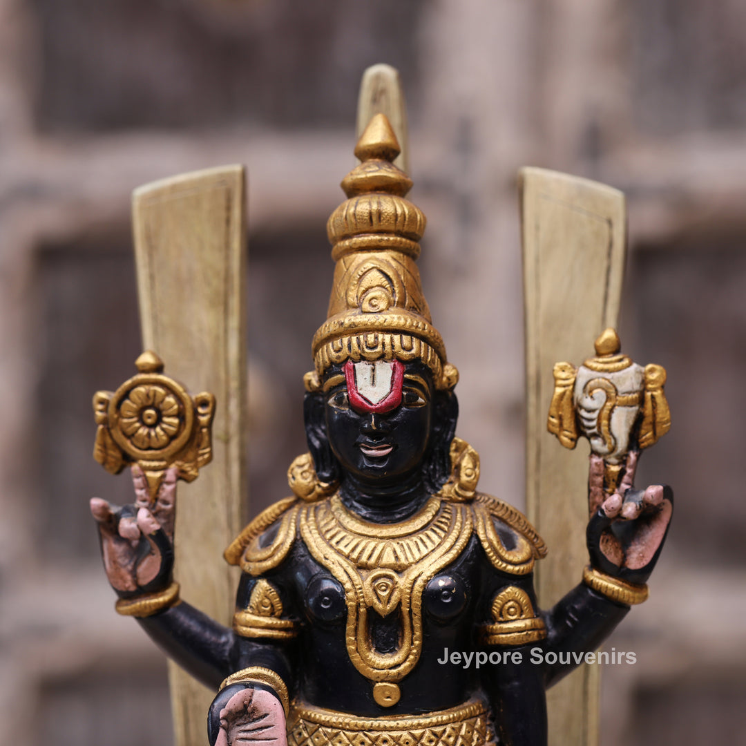 Handcrafted Tirupati Balaji Brass Statue with Shankh &amp; Chakra