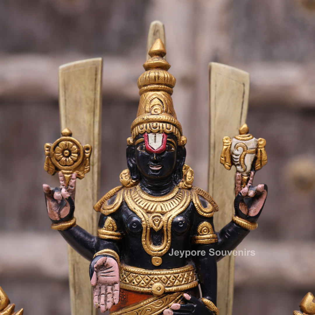 Handcrafted Tirupati Balaji Brass Statue with Shankh &amp; Chakra