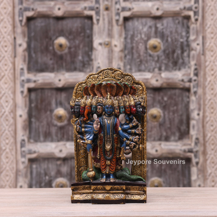 Handcrafted Multicolor Dashavatara Vishwaroopam Lord Vishnu Brass Statue