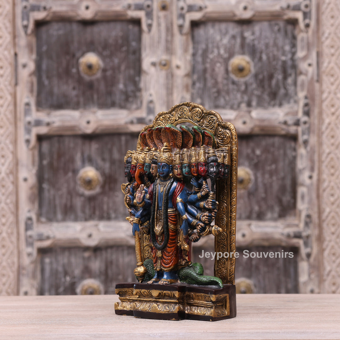 Handcrafted Multicolor Dashavatara Vishwaroopam Lord Vishnu Brass Statue