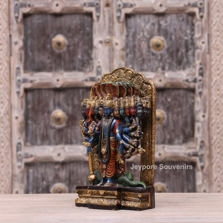 Handcrafted Multicolor Dashavatara Vishwaroopam Lord Vishnu Brass Statue