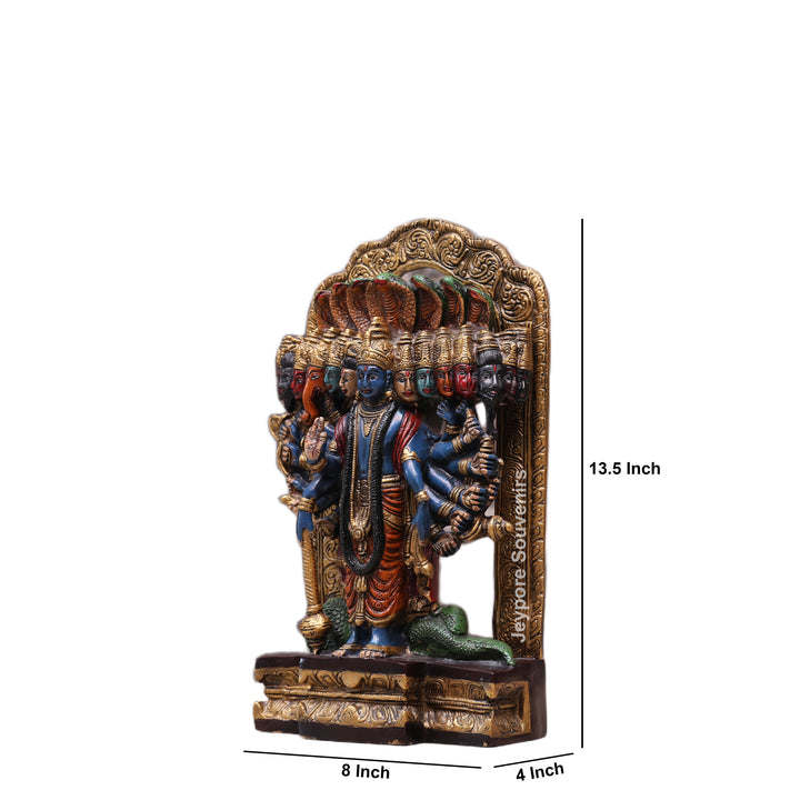 Handcrafted Multicolor Dashavatara Vishwaroopam Lord Vishnu Brass Statue