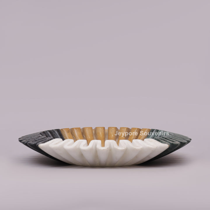 Handcrafted Multicolor Fluted Marble Decorative Bowl