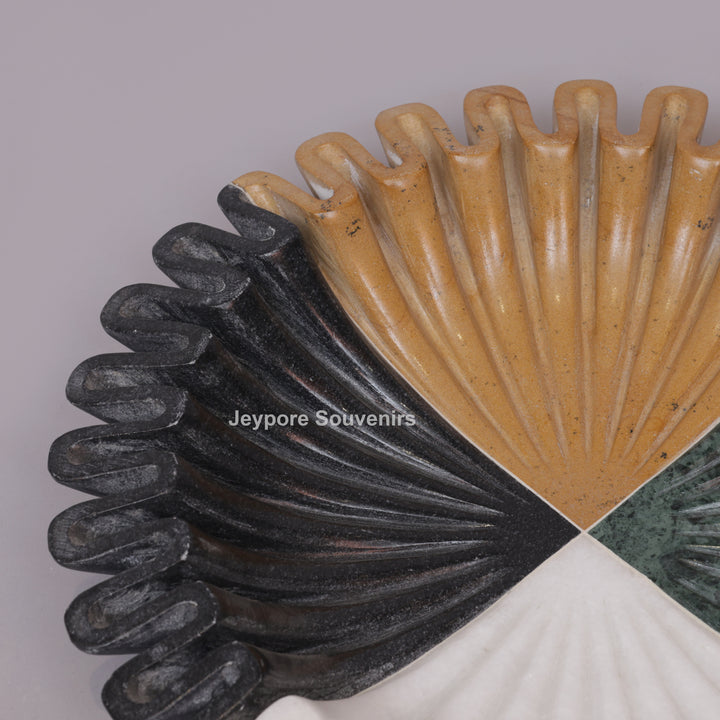 Handcrafted Multicolor Fluted Marble Decorative Bowl