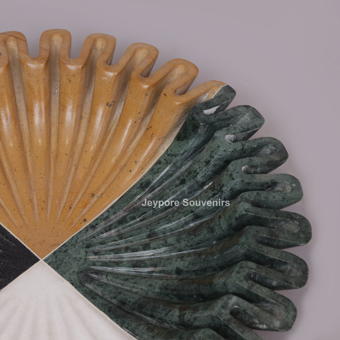 Handcrafted Multicolor Fluted Marble Decorative Bowl