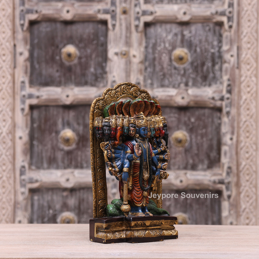 Handcrafted Multicolor Dashavatara Vishwaroopam Lord Vishnu Brass Statue