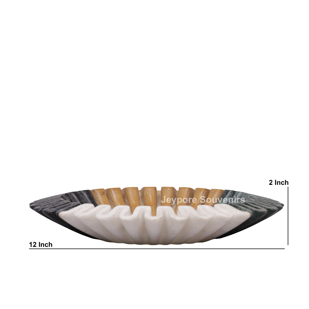 Handcrafted Multicolor Fluted Marble Decorative Bowl