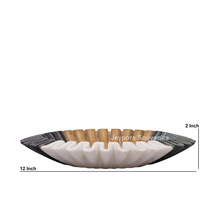 Handcrafted Multicolor Fluted Marble Decorative Bowl