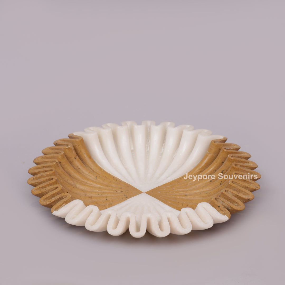 Handcrafted Dual-Tone Ruffled Marble Bowl