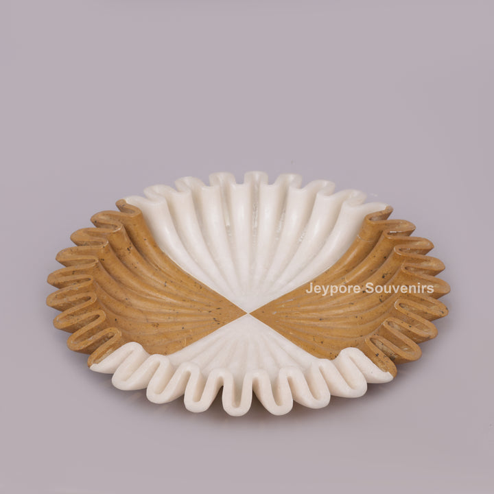 Handcrafted Dual-Tone Ruffled Marble Bowl