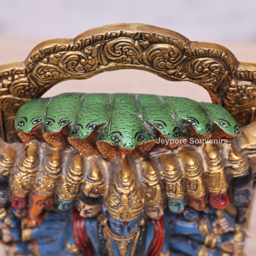 Handcrafted Multicolor Dashavatara Vishwaroopam Lord Vishnu Brass Statue