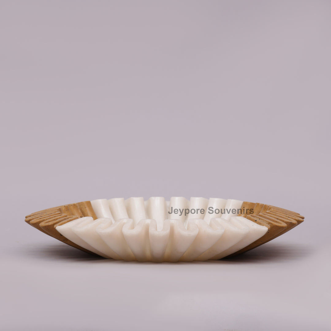 Handcrafted Dual-Tone Ruffled Marble Bowl