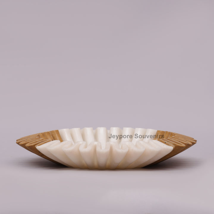 Handcrafted Dual-Tone Ruffled Marble Bowl