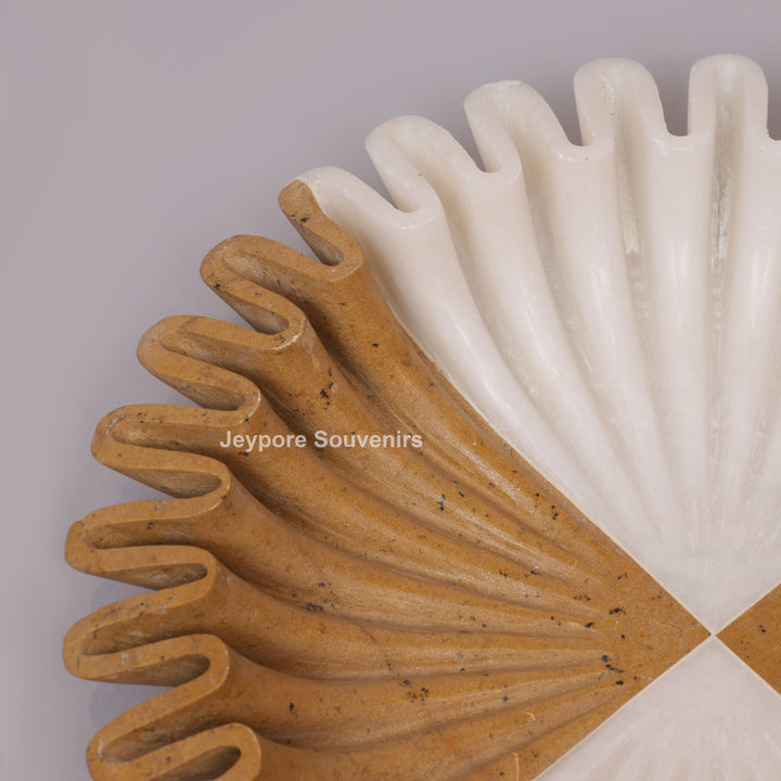 Handcrafted Dual-Tone Ruffled Marble Bowl
