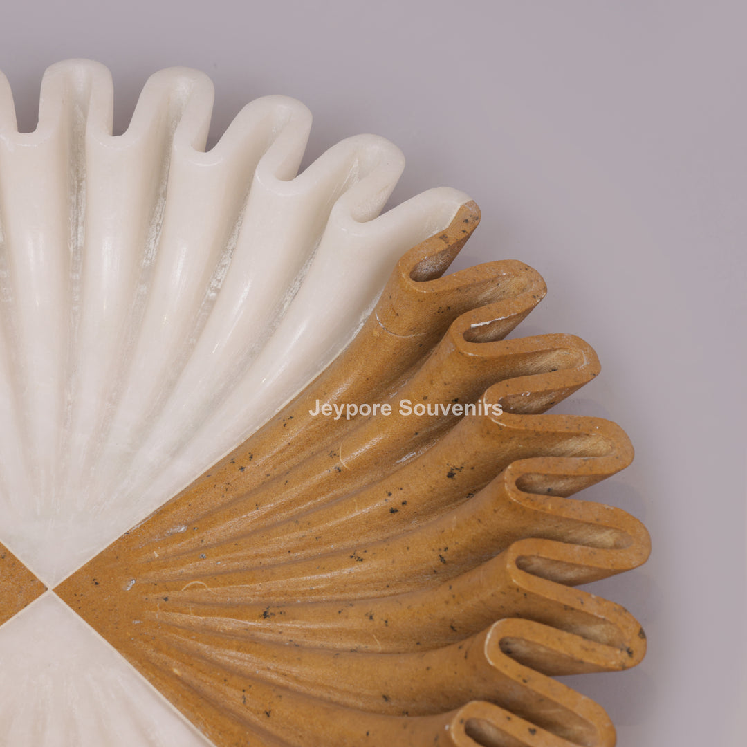Handcrafted Dual-Tone Ruffled Marble Bowl