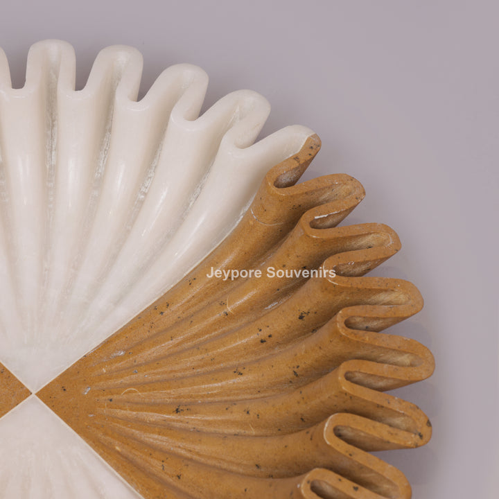 Handcrafted Dual-Tone Ruffled Marble Bowl