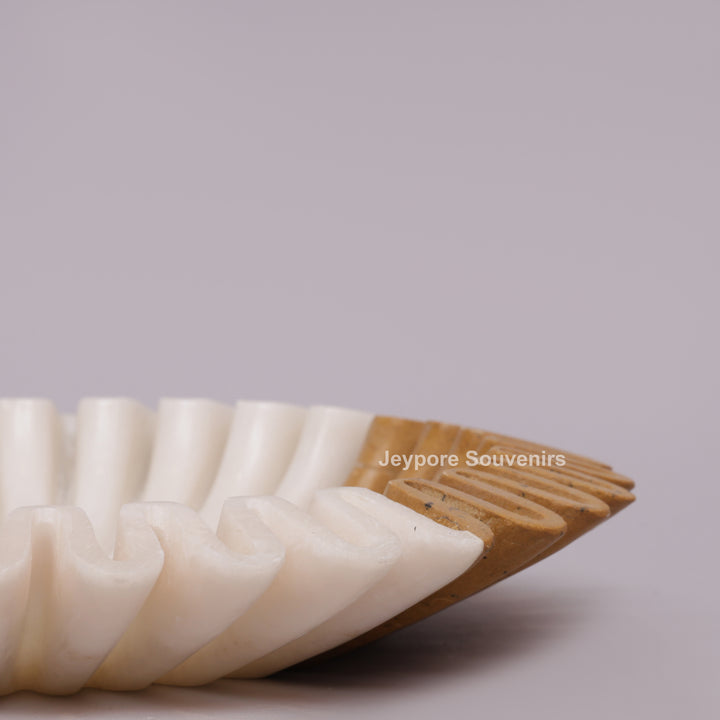 Handcrafted Dual-Tone Ruffled Marble Bowl