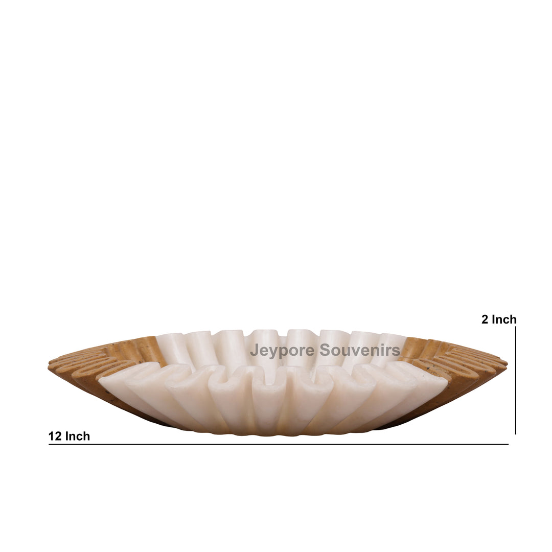 Handcrafted Dual-Tone Ruffled Marble Bowl
