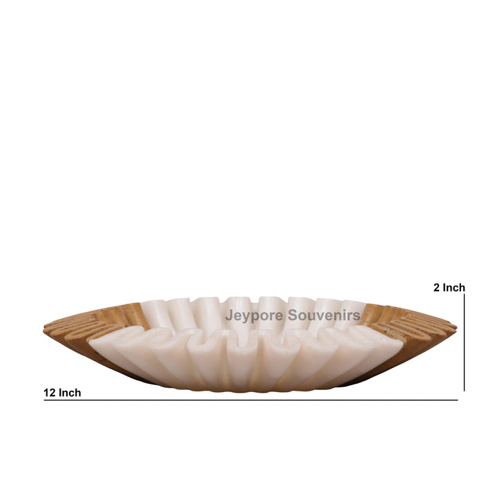 Handcrafted Dual-Tone Ruffled Marble Bowl